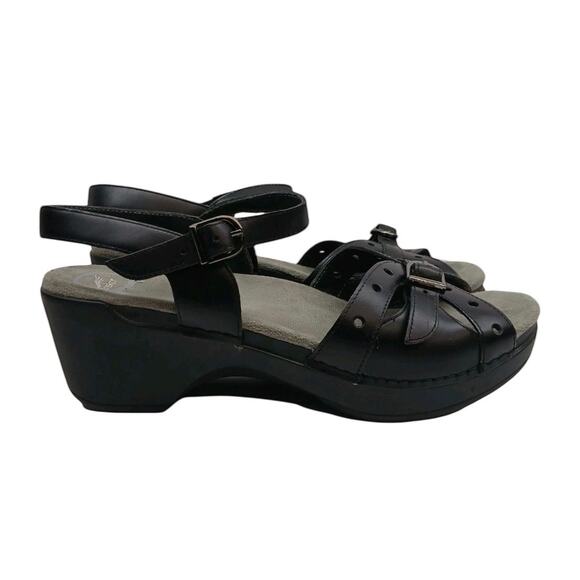 Dansko Sissy Womens Size EU 40 US 9.5-10 Black Leather Slingback Wedge Sandals - Picture 5 of 6